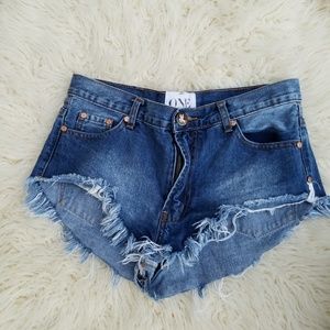 One Teaspoon roller distress denim shorts